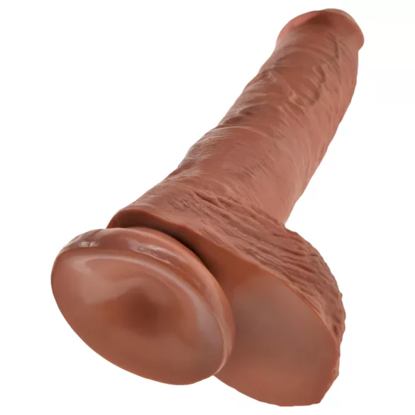 King Cock - Dildo realista con testículos - 25 cm - marrón