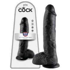   King Cock - Consolador realista con testículos - 25 cm - negro