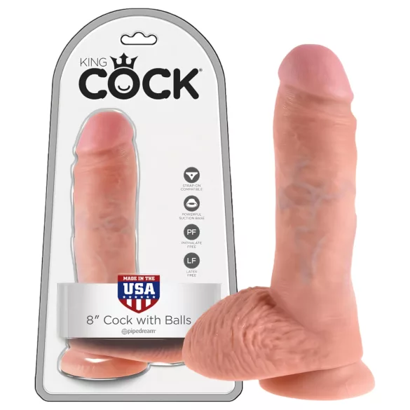 King Cock - Consolador realista con testículos - 20 cm - color piel