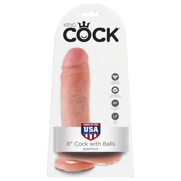 King Cock - Consolador realista con testículos - 20 cm - color piel