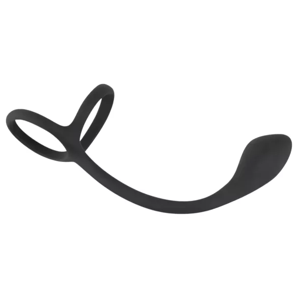 Black Velvets - consolador anal con anillo pene y testículos - silicona negra