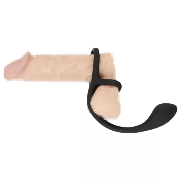 Black Velvets - consolador anal con anillo pene y testículos - silicona negra