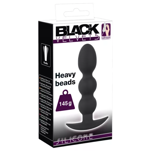 Black Velvets - plug anal bolas pesado 145g - silicona negra