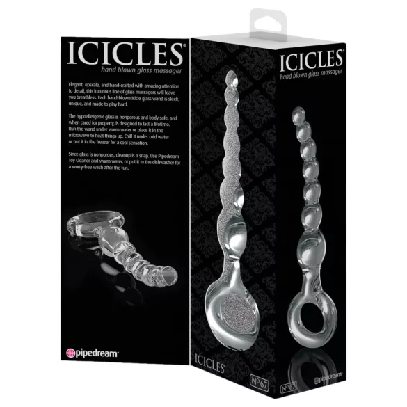 Icicles No. 67 - consolador de vidrio con bolas - transparente