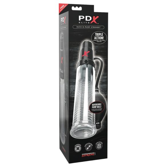 PDX Elite - 2 en 1 - Bomba de pene y masturbador (transparente)