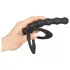 Black Velvets - anillo para pene y testículos con plug anal - silicona negra
