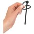 Plug pene silicona con anillo y sonda uretral hueca (negro)