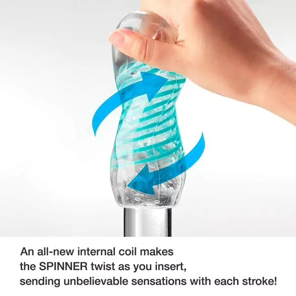 TENGA Spinner Tetra - masturbador masculino - textura giratoria - transparente