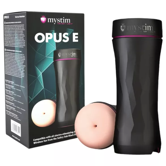 mystim Opus E Anus - masturbador anal eléctrico - silicona natural/negro