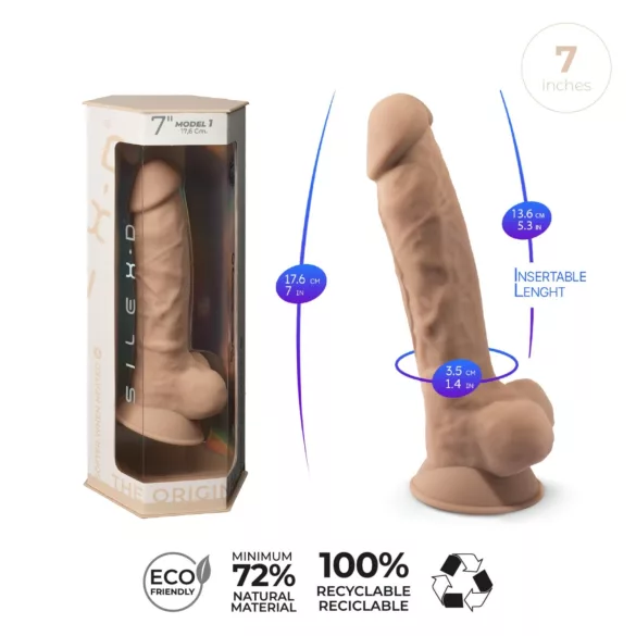 Silexd 7 - consolador con ventosa - 17,5 cm - color natural