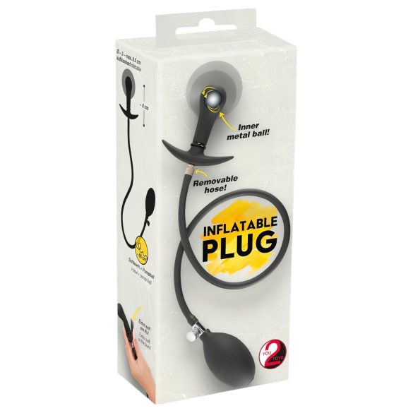 You2Toys - plug anal hinchable con bolas - silicona negro