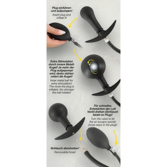 You2Toys - plug anal hinchable con bolas - silicona negro