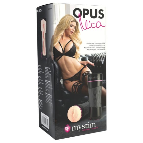 mystim OPUS Mica - masturbador vagina realista - silicona color natural-negro