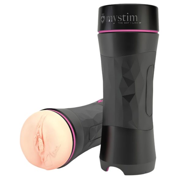 mystim OPUS Mica - masturbador vagina realista - silicona color natural-negro