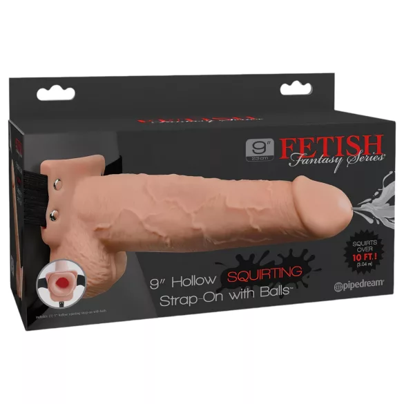 Fetish Strap-On 9 - arnés consolador hueco con eyaculación - color natural