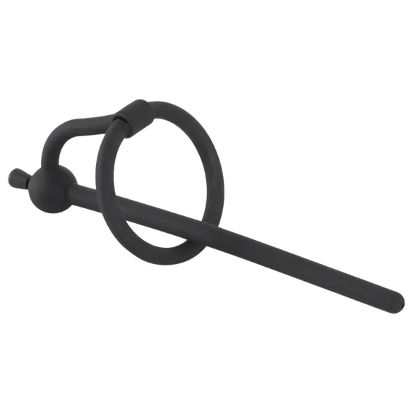 Penisplug - dilatador uretral de silicona con anillo para glande - negro 0,6mm
