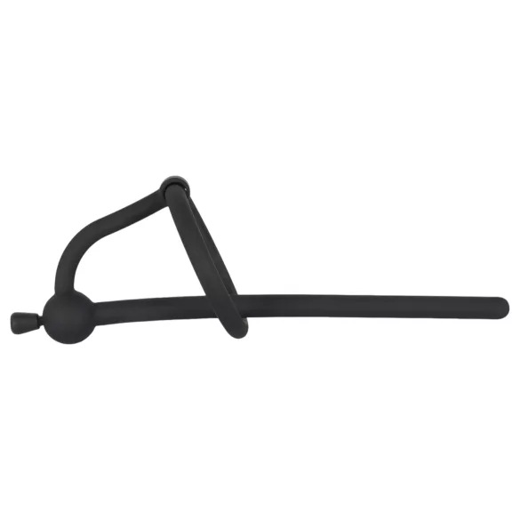 Penisplug - dilatador uretral de silicona con anillo para glande - negro 0,6mm