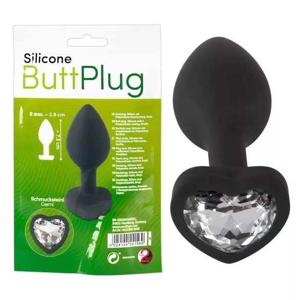 You2Toys - plug anal con gema blanca - silicona negra