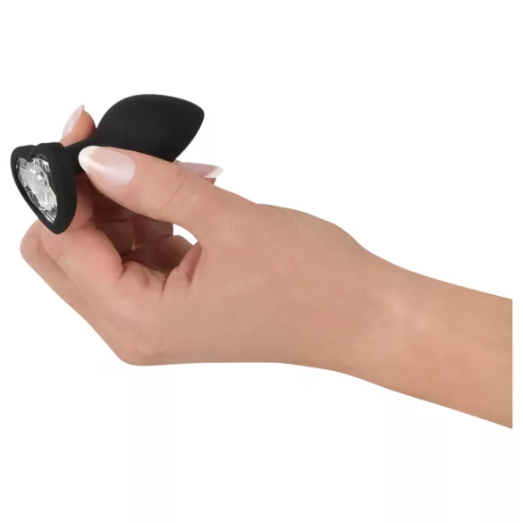 You2Toys - plug anal con gema blanca - silicona negra