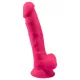 Silexd 7 - consolador con ventosa y forma de testículos - 17,5 cm (rosa)