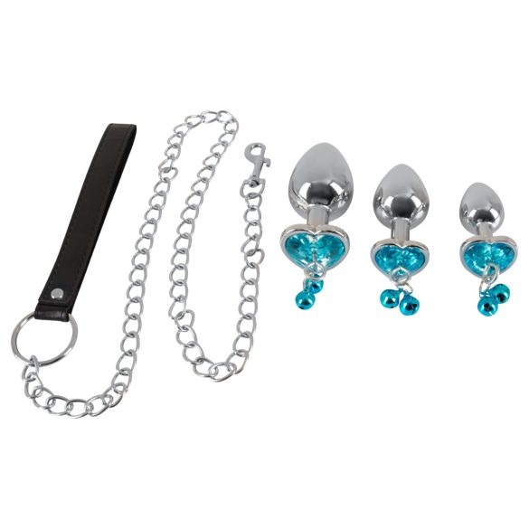 Set de Consoladores Anales You2Toys - Tapón Anal y Correa (Plata)