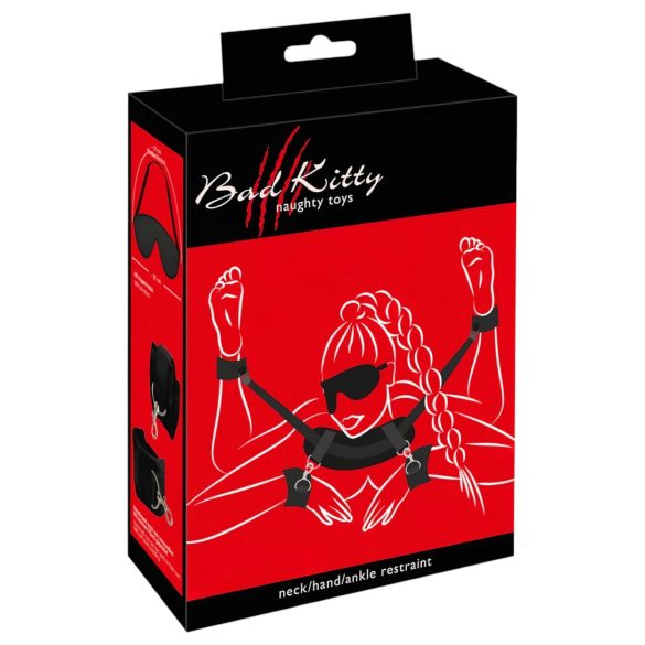 Bad Kitty - Esposas cuello-muñeca-tobillo (negro)