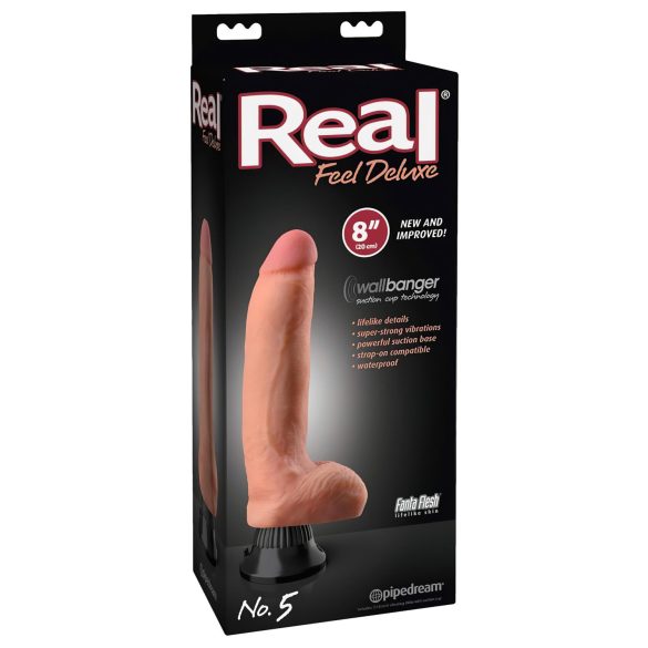 Real Feel Deluxe No.5 - vibrador realista con testículos - color natural