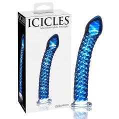 Icicles No. 29 - dildo de vidrio espiral para pene - azul