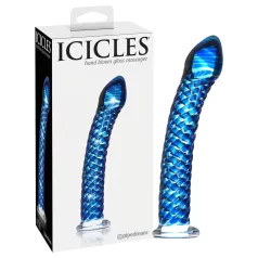 Icicles No. 29 - dildo de vidrio espiral para pene - azul
