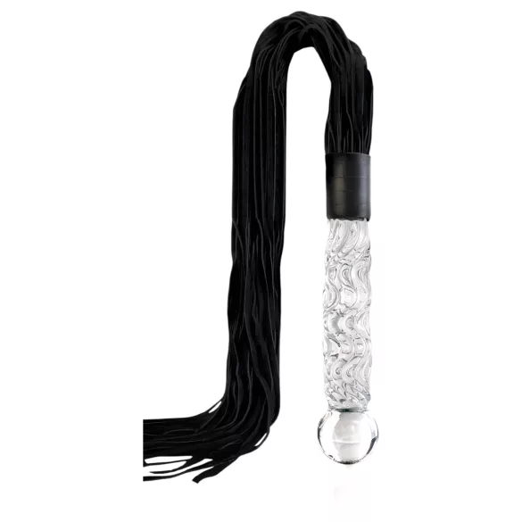 Icicles No. 38 - látigo de cuero y consolador de vidrio transparente-negro