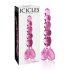 Icicles No. 43 - Dildo de Vidrio con Corazones y Perlas (rosado)