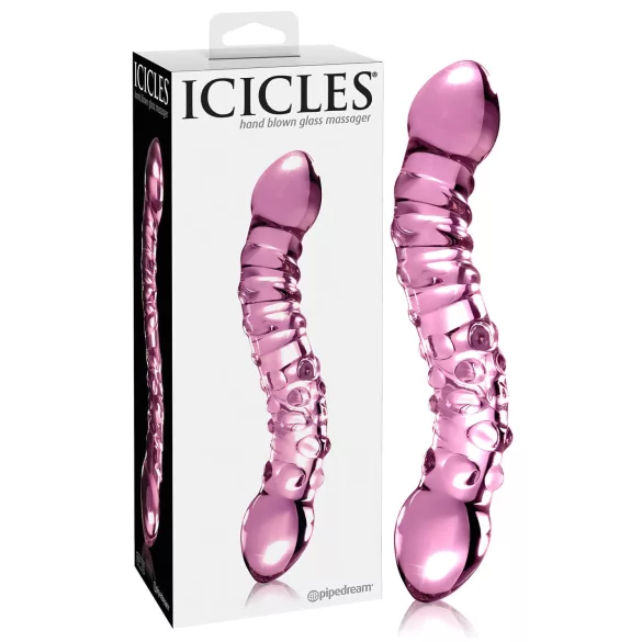 Icicles No. 55 - consolador doble punta - estimulación punto G - vidrio rosa