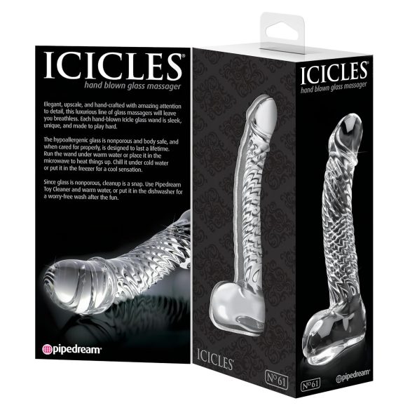 Icicles No. 61 - consolador de vidrio transparente con forma de pene