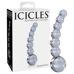   Icicles No. 66 - dildo de vidrio curvado con bolas - transparente