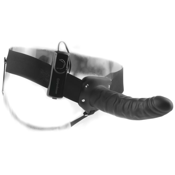 Fetish Strap-On 8 - arnés con consolador hueco con vibración - silicona negra