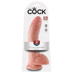   King Cock 9 - consolador con ventosa y testículos - 23 cm - color natural