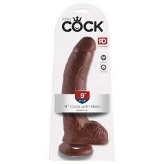   King Cock - consolador realista con testículos y ventosa - 23cm marrón