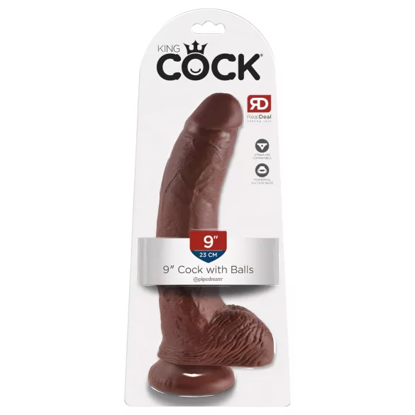King Cock - consolador realista con testículos y ventosa - 23cm marrón