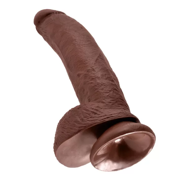 King Cock - consolador realista con testículos y ventosa - 23cm marrón