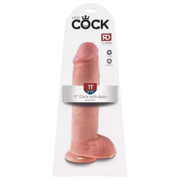 King Cock 11 - consolador realista con ventosa y testículos - 28 cm - color piel
