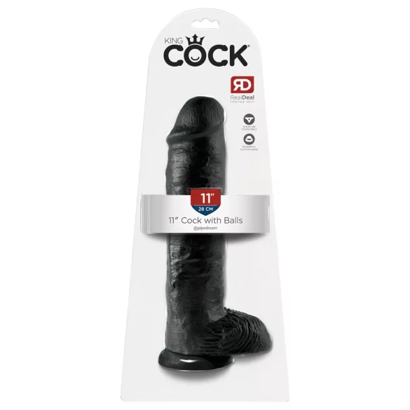 King Cock - Dildo realista con testículos y ventosa 28 cm - negro