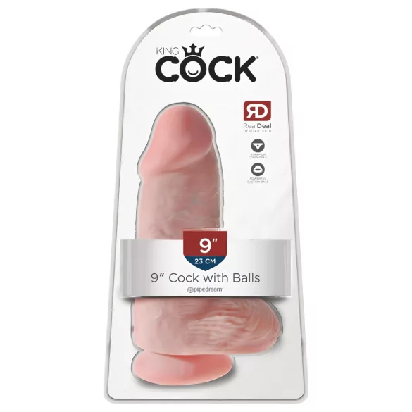 King Cock - consolador realista con testículos y ventosa - 23cm color piel
