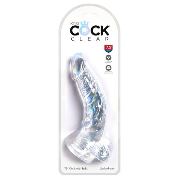 Consolador King Cock Clear 19cm con ventosa y testículos