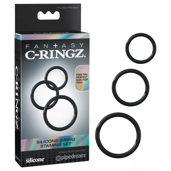 Fantasy C-Ringz - anillo para pene trío - silicona negra