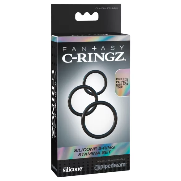 Fantasy C-Ringz - anillo para pene trío - silicona negra