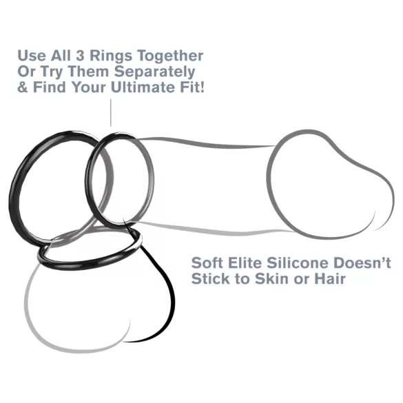 Fantasy C-Ringz - anillo para pene trío - silicona negra