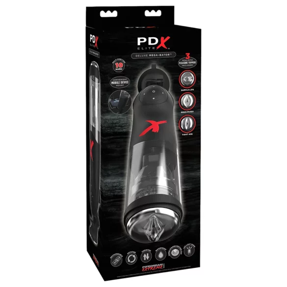 PDX Mega-Bator - masturbador automático rotatorio y vertical - negro