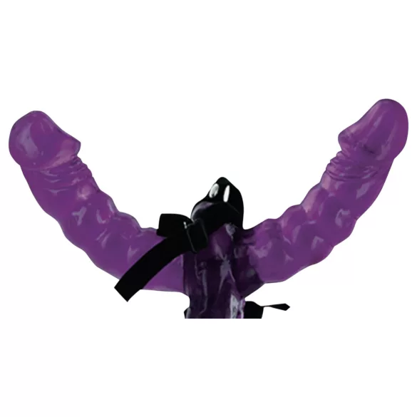 Fetish - arnés doble dildo con correa - silicona negra