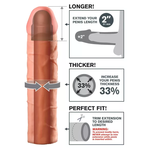 Pipedream - X-TENSION Perfect 2 - funda de pene realista (20,3 cm, color natural)