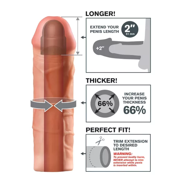 Pipedream - X-TENSION Mega 2 - funda de pene realista (20,3 cm, color natural)